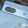 The rear camera bump on the Google Pixel 7a Android smartphone