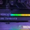 The Seagate Lightsaber Legends Special Edition FireCuda PCIe Gen4 NVMe SSD installed in a computer with multi-colour RGB LEDs lit