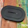 The top of the wireless charging base included with the Monster DNA Max portable Bluetooth speaker with wireless charging